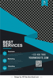 corporate flyer template dark modern 3d checkered decor
