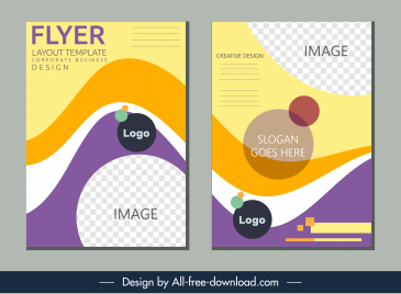 corporate flyer templates colorful dynamic curves checkered decor