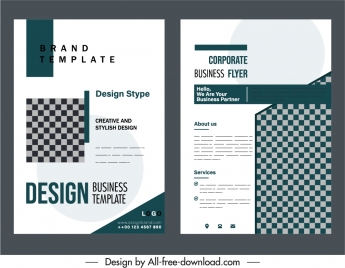 corporate flyer templates elegant modern checkered decor