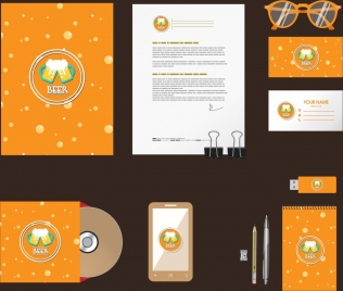 corporate identity sets beer icons decoration