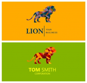 corporate logo sets illustration with low polygon lion