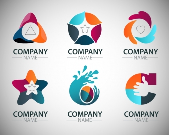 corporate logo sets with artistic shapes illustration