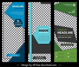 corporate posters templates colorful checkered decor standee shapes