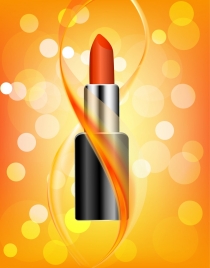 cosmetic advertising background lipstick icon orange sparkling backdrop