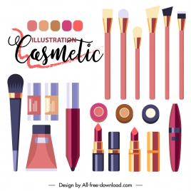 cosmetic advertising poster colorful flat tools sketch