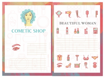 cosmetic brochure vector illustration with beauty tools