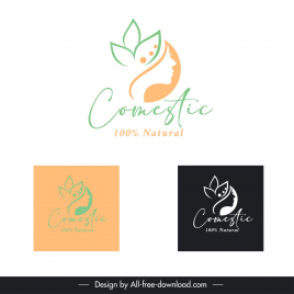 cosmetic logo template elegant classic woman petal