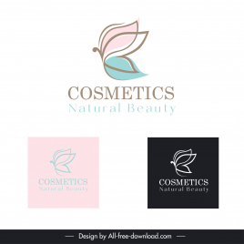cosmetic logo template flat classic handdrawn petal