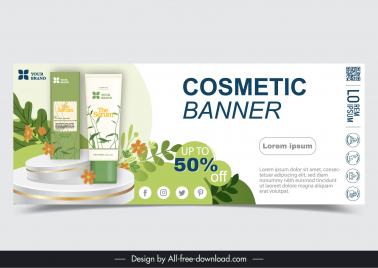 cosmetic sale banner template modern elegant