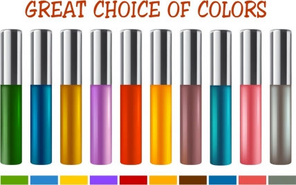cosmetics advertising banner colorful shiny decor bottles icon