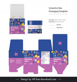 cosmetics box packaging template flat floral decor