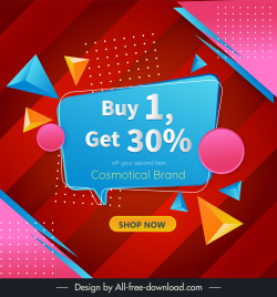cosmotical brand sale advertising banner modern dynamic 3d geometry decor