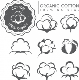 cotton tags design elements various retro flowers icons