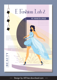 cover page e fashion lab advertising banner template elegant performing fashion model cartoon sketch