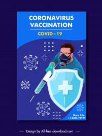 covid19 banner template fighting doctor shield viruses sketch