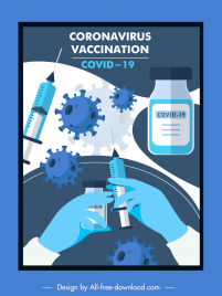 covid19 vaccination banner injection needle viruses sketch