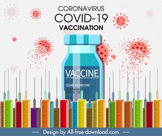 covid19 vaccination banner injection needles viruses sketch