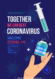 covid19 vaccination poster medical elements viruses sketch