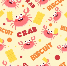 crab biscuit background funny repeating icons decor