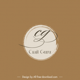 craft guru logo flat handdrawn text circle shape
