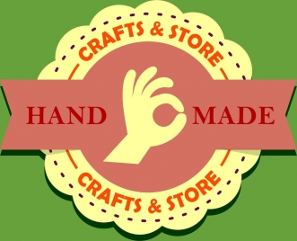 crafts store logo circle and ribbon decoration