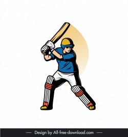 cricket pose icon flat dynamic cartoon sketch