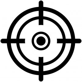 crosshairs sign icon flat black white outline