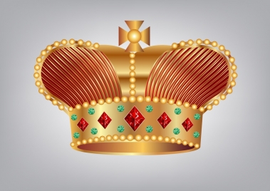 crown icons gems decoration shiny golden design