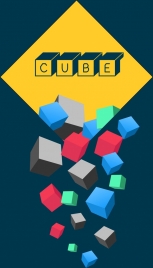 cubes icons background colorful 3d design