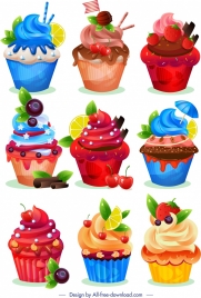 cupcakes templates collection colorful modern fruity chocolate decor