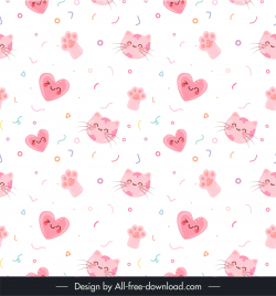 cute background templates stylized cats hearts