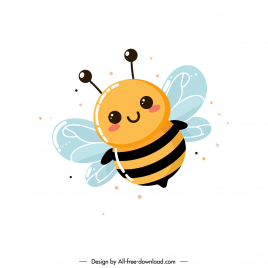 cute bee smiling design elements stylized cartoon