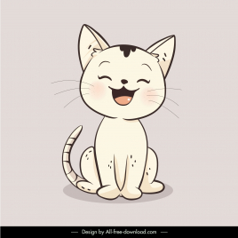 cute kitten design element funny cartoon sketch