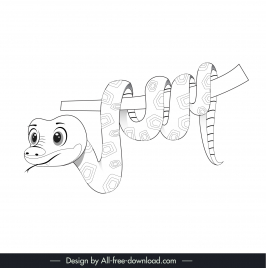 cute snake design elements handdrawn outline