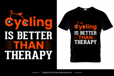 cycling is better than therapy flat bicycle texts contrast design