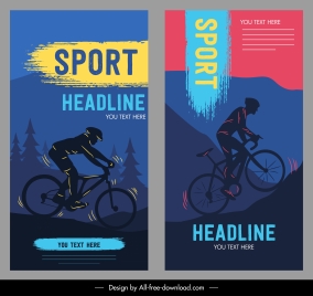 cycling sport banners dark silhouette dynamic design
