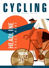 cycling sports poster cyclist icon flat classical design