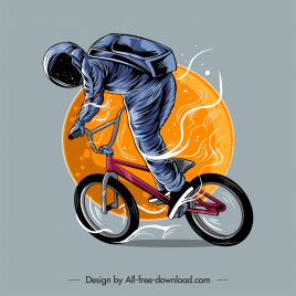 cyclist icon dynamic handdrawn sketch