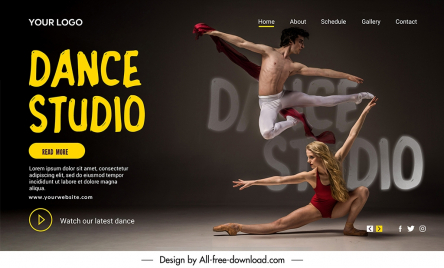 dance studio landing page template dynamic couple movement