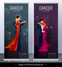 dancing posters sparkling decor elegant couple sketch
