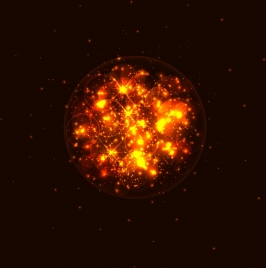 dark sparkling sphere background orange bokeh design