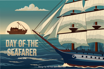 day of the seafarer banner template sea voyage elements