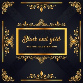 decorative background classical shiny black yellow symmetric design