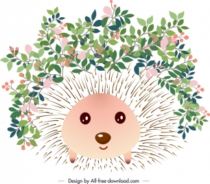 decorative background hedgehog flower icons decor