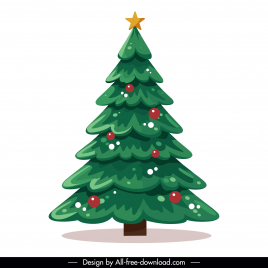 decorative christmas tree  design element classic flat