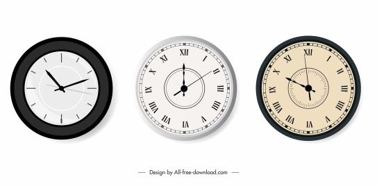 decorative clock icons modern circle shapes