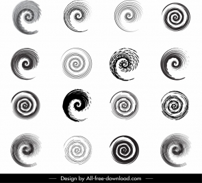 decorative elements collection spiral shapes sketch