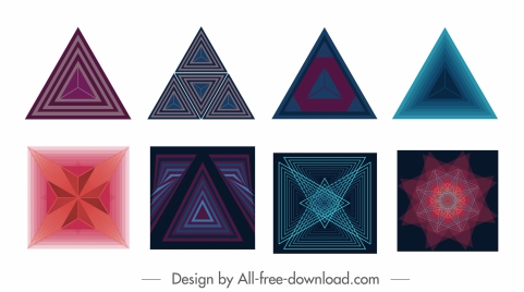 decorative elements colored modern geometric triangle squares shapes
