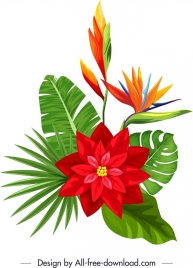 decorative flora icon modern multicolored design