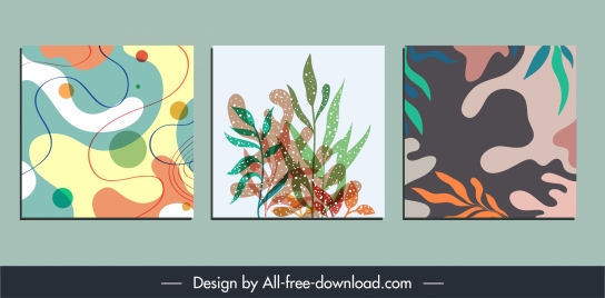 decorative paintings templates colorful abstract plants sketch